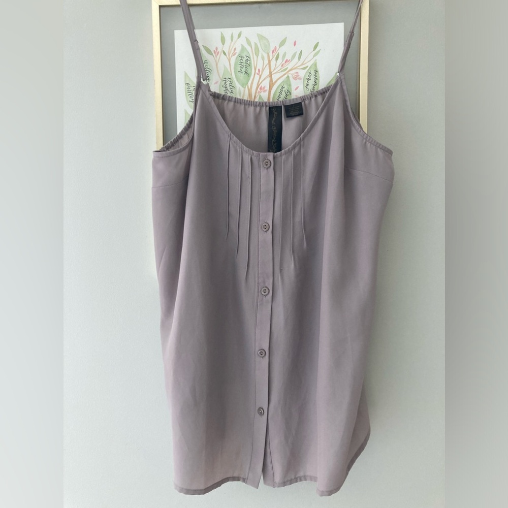 Petticoat Alley Sz M grey pleated camisole